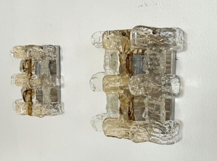 mid century italian two murano glass wall sconces from zeroquattro 1970s set of 2 4912