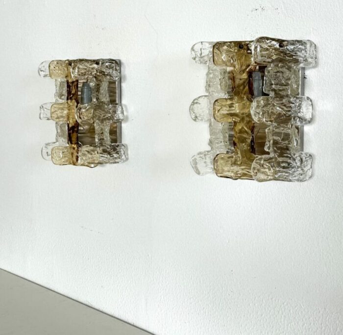 mid century italian two murano glass wall sconces from zeroquattro 1970s set of 2 7511