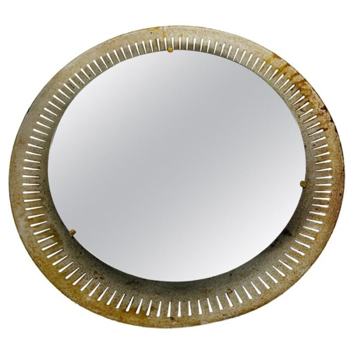 mid century metal illuminated mirror by hillebrand germany 1950s 1