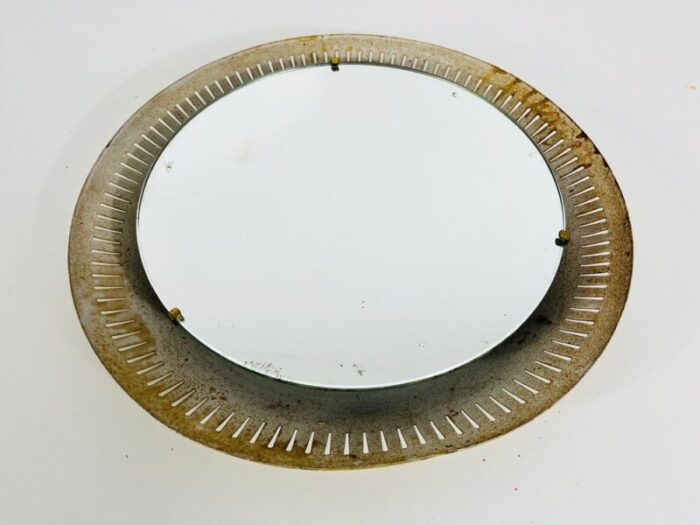 mid century metal illuminated mirror by hillebrand germany 1950s 4