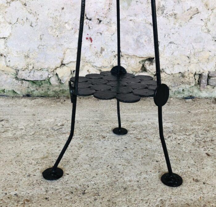 mid century metal plant stand on tripod legs 11