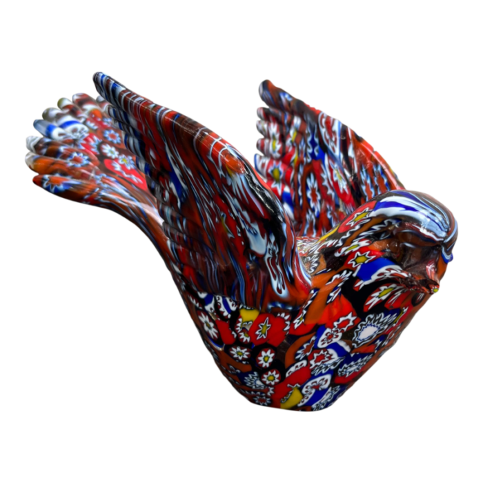 mid century modern fratelli toso murano style glass millefiori bird with wings italy 4078