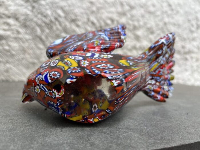 mid century modern fratelli toso murano style glass millefiori bird with wings italy 6152