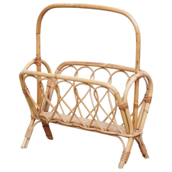 mid century modern french riviera bamboo magazine rack 1960 1