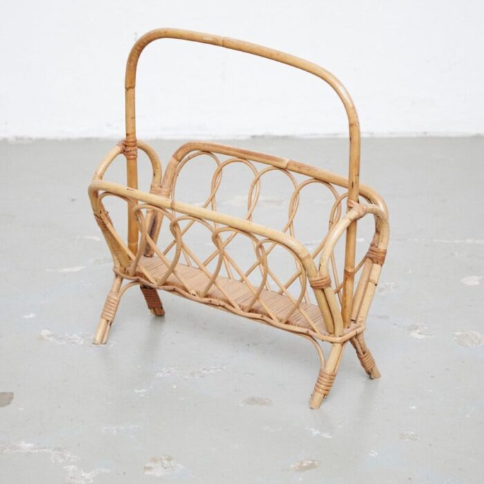 mid century modern french riviera bamboo magazine rack 1960 2