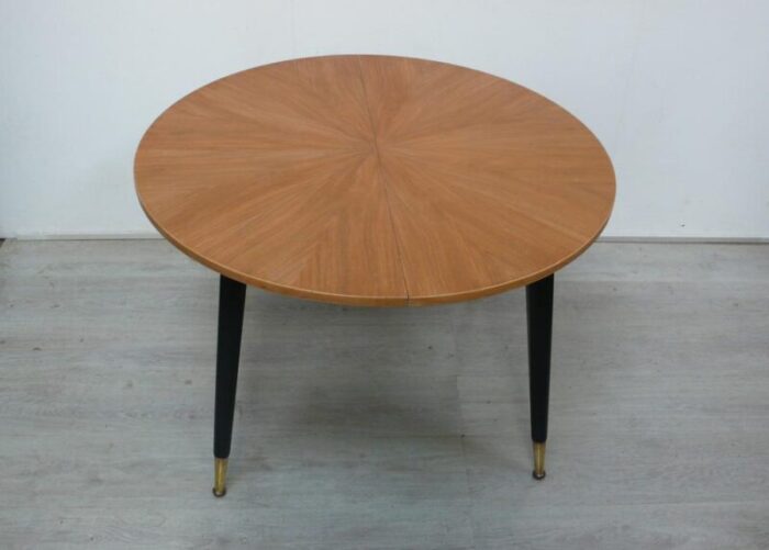 mid century modern german round extendable coffee table and dining table round 1950s 2139