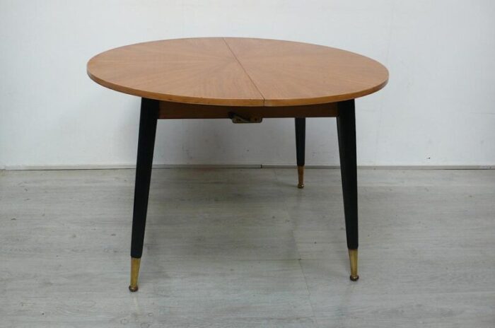 mid century modern german round extendable coffee table and dining table round 1950s 6452