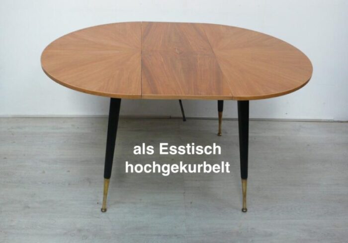 mid century modern german round extendable coffee table and dining table round 1950s 8794