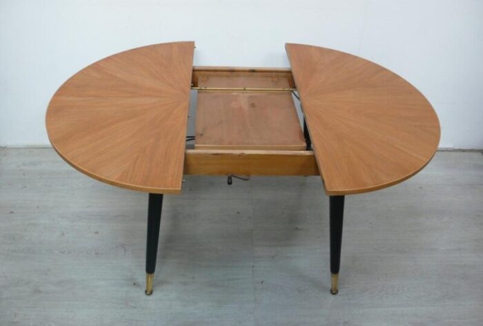 mid century modern german round extendable coffee table and dining table round 1950s 9159