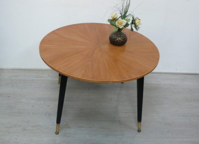 mid century modern german round extendable coffee table and dining table round 1950s 9212