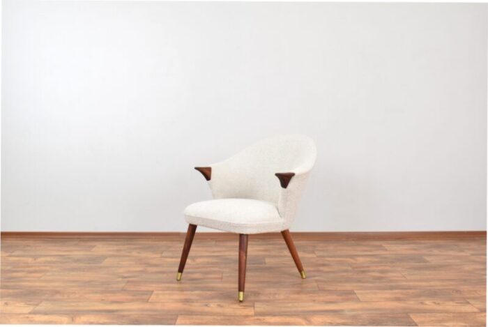 mid century norwegian teak and boucle armchair 1960s 2263