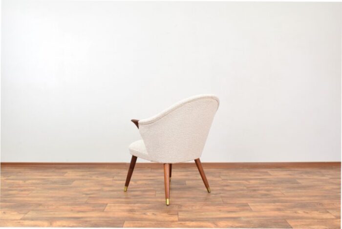 mid century norwegian teak and boucle armchair 1960s 2347