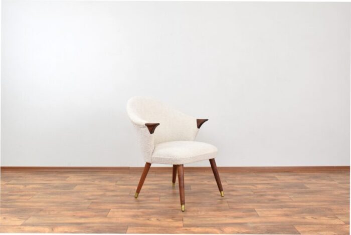 mid century norwegian teak and boucle armchair 1960s 6620