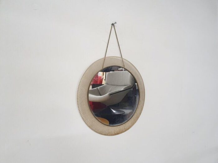 mid century round metal mirror france 1960s 3