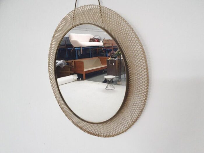 mid century round metal mirror france 1960s 4