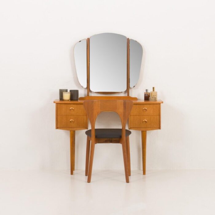 mid century scandinavian dressing table with adjustable mirrors norway 1970s 2779