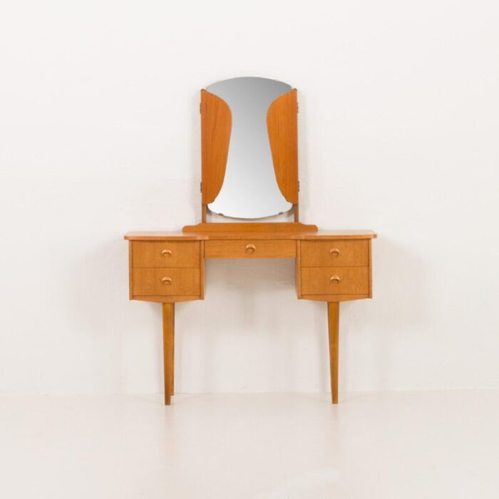 mid century scandinavian dressing table with adjustable mirrors norway 1970s 3081