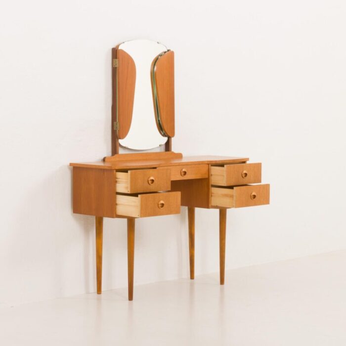 mid century scandinavian dressing table with adjustable mirrors norway 1970s 8548