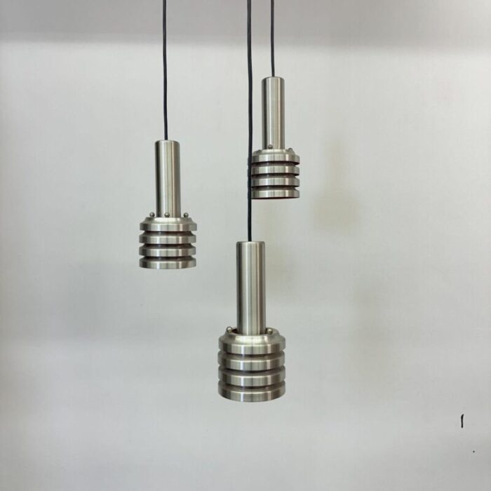 mid century space age hanging lamp in aluminium 1970s 4546