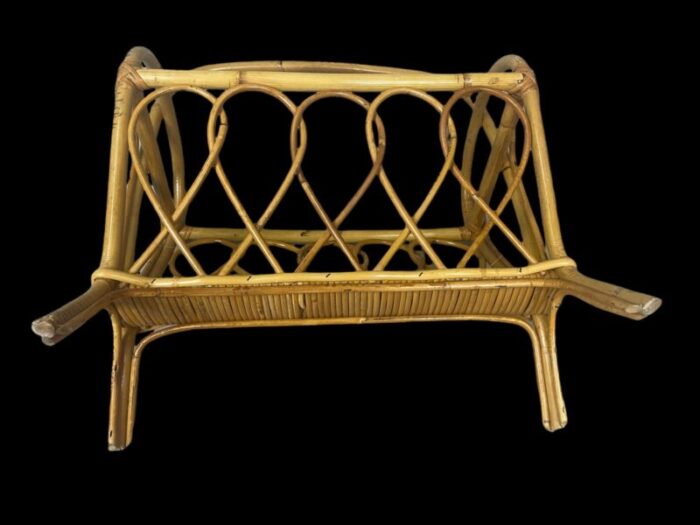 midcentury rattan magazine rack 1960s 5