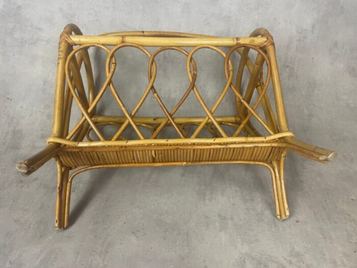 midcentury rattan magazine rack 1960s 7