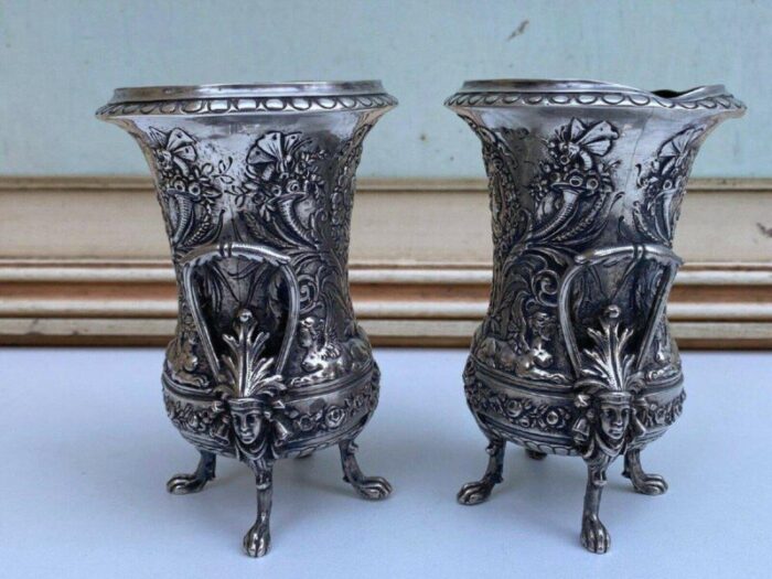 miniature louis xvi medallion jars in english silver decor set of 2 12