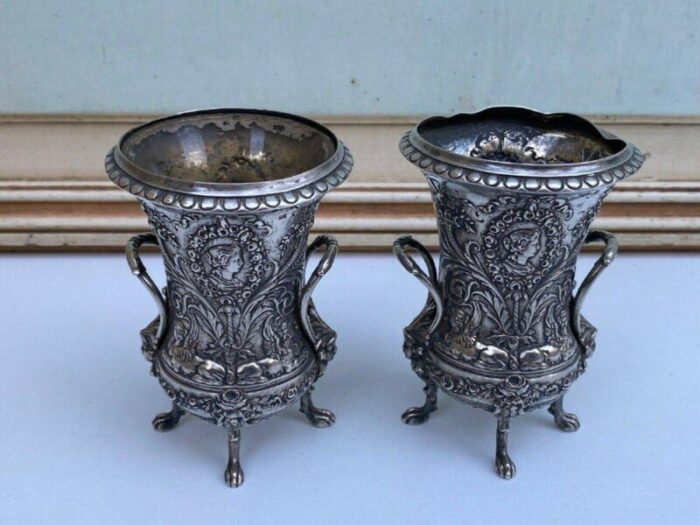 miniature louis xvi medallion jars in english silver decor set of 2 3