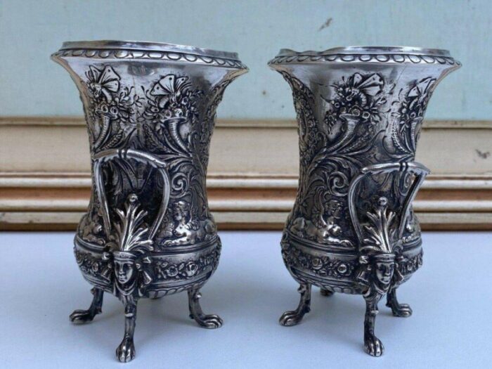 miniature louis xvi medallion jars in english silver decor set of 2 4