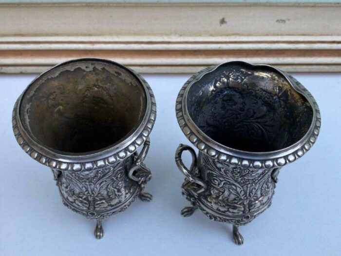 miniature louis xvi medallion jars in english silver decor set of 2 7