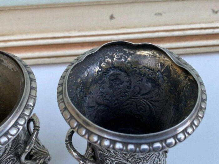 miniature louis xvi medallion jars in english silver decor set of 2 8