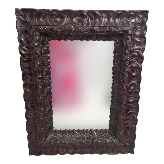 mirror with richly carved wooden frame 1600s 2844