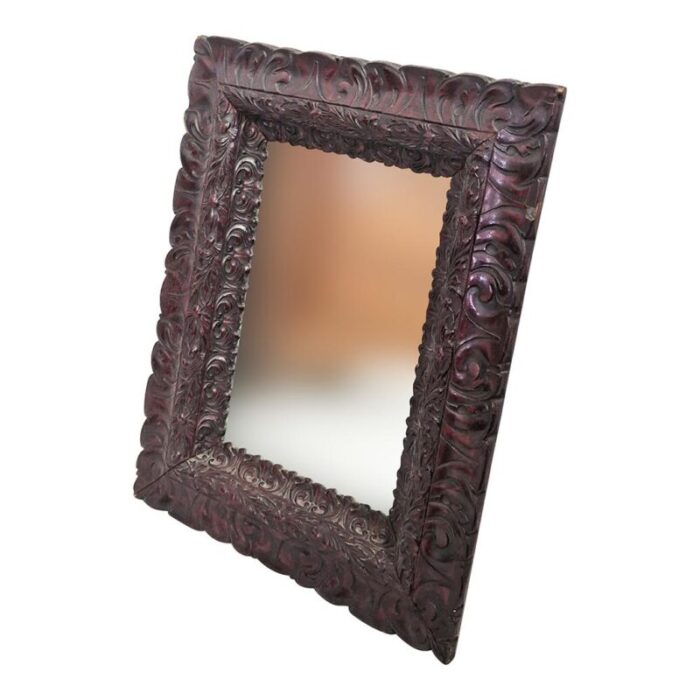 mirror with richly carved wooden frame 1600s 6871