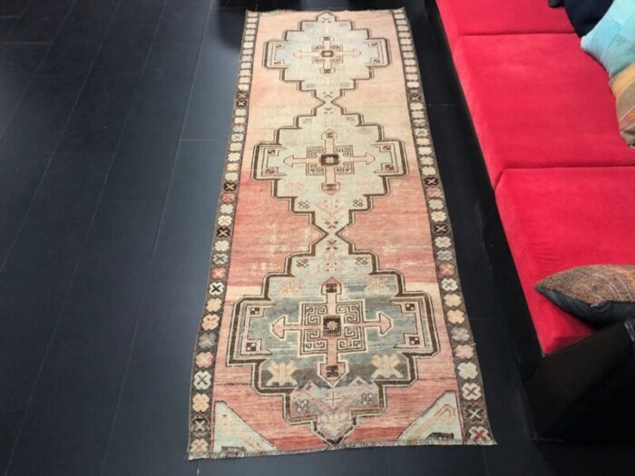 modern oushak faded runner rug 2