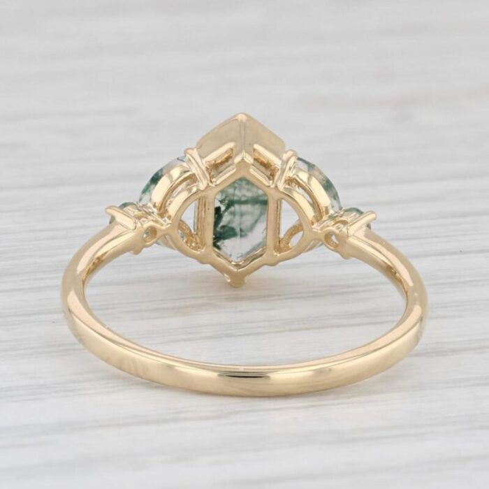 moss agate ring 18k yellow gold size 75 vintage 1052