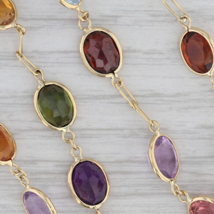 multi gemstone tennis necklace 18k yellow gold 1725 amethyst aquamarine 2077