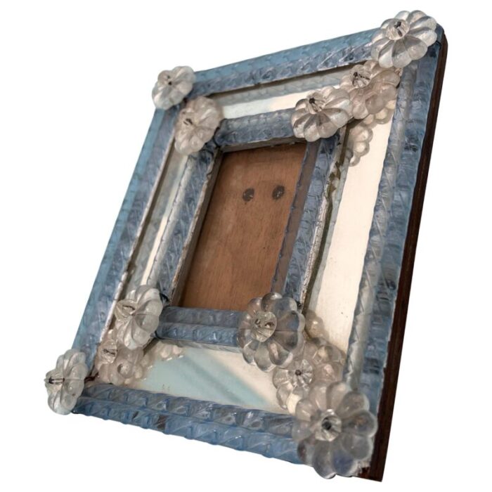 murano glass table photo frame with mirror glass 1960s 4307