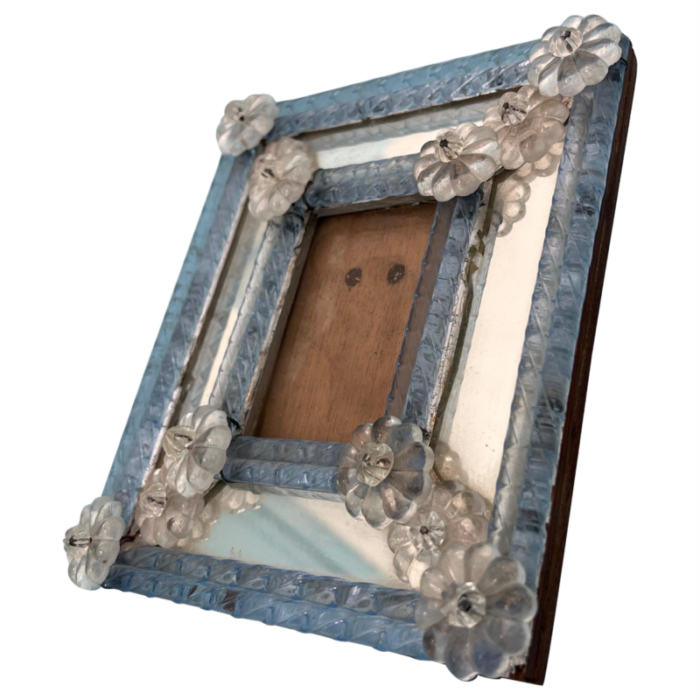 murano glass table photo frame with mirror glass 1960s 8988