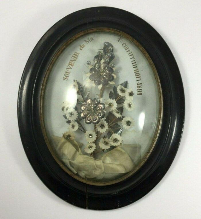 napoleon iii souvenir from my 1st communion with glass and frame 1