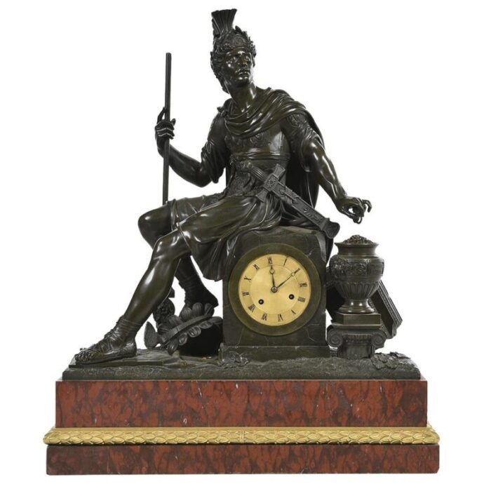 neoclassical marble and bronze mantel clock 1