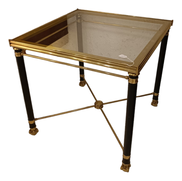 neoclassical square gold and black coffee table with claw legs 6250