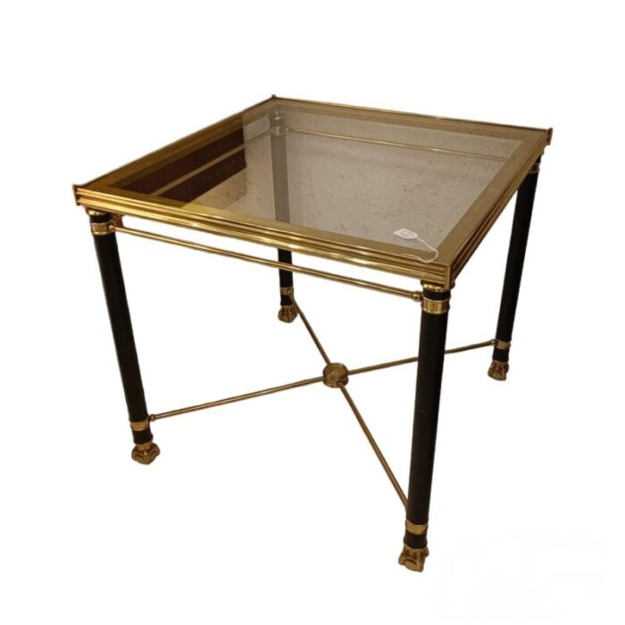 neoclassical square gold and black coffee table with claw legs 9301