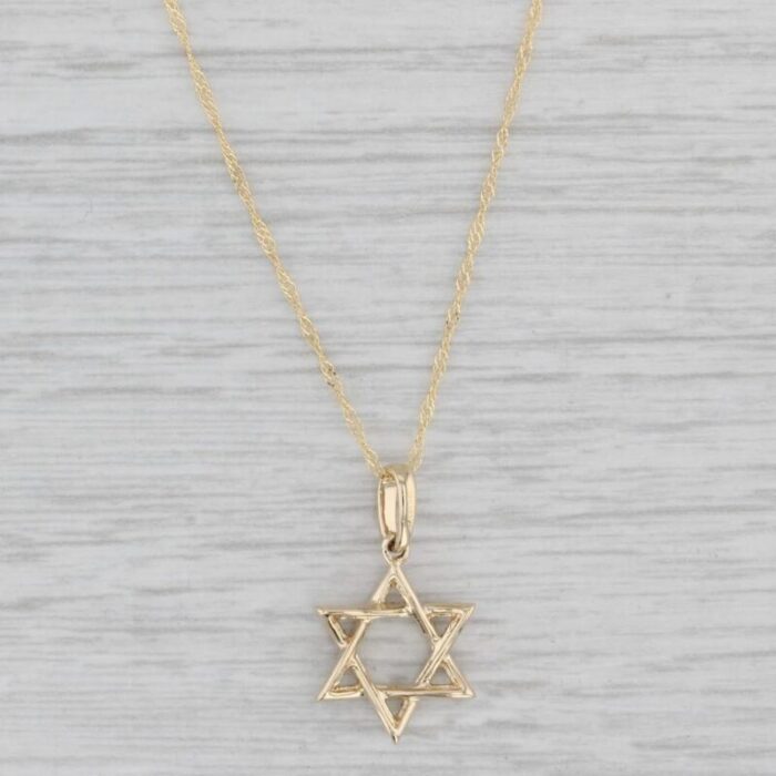 new 011ctw diamond hebrew star pendant necklace 14k gold 1775 singapore chain 1680