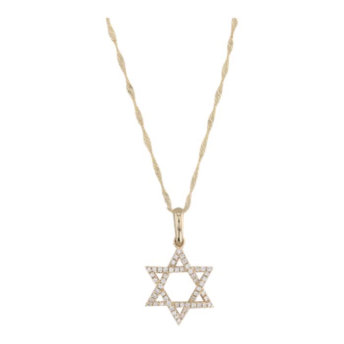 new 011ctw diamond hebrew star pendant necklace 14k gold 1775 singapore chain 7364