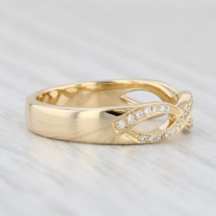 new 012ctw woven diamond ring 18k yellow gold beverley k wedding band size 625 1900