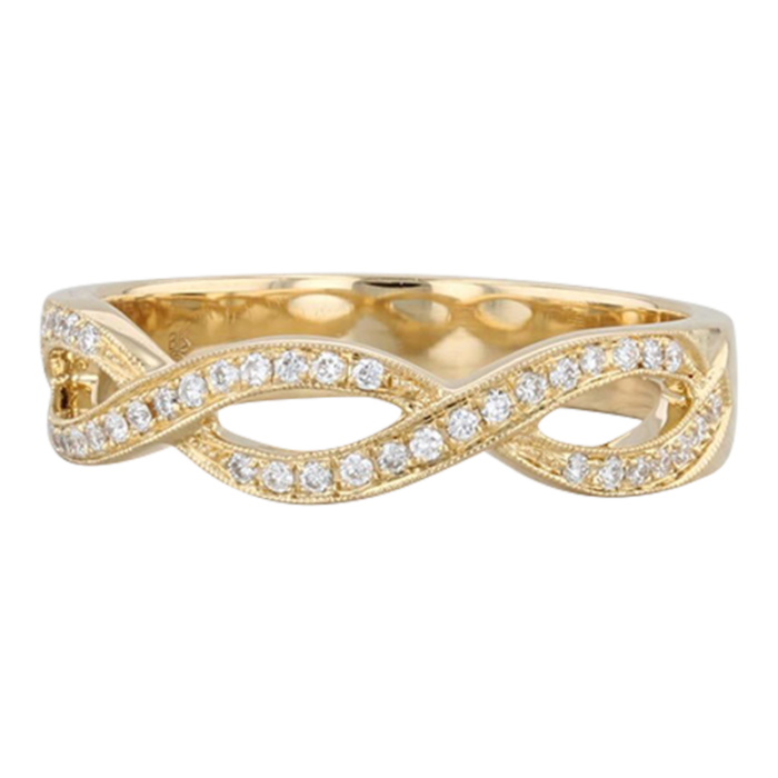 new 012ctw woven diamond ring 18k yellow gold beverley k wedding band size 625 4154