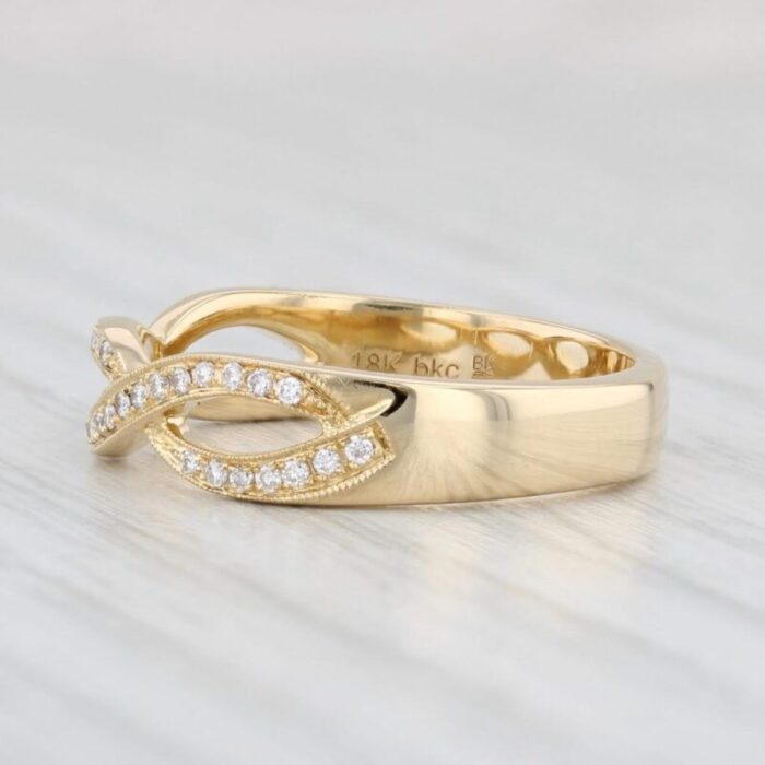 new 012ctw woven diamond ring 18k yellow gold beverley k wedding band size 625 9558