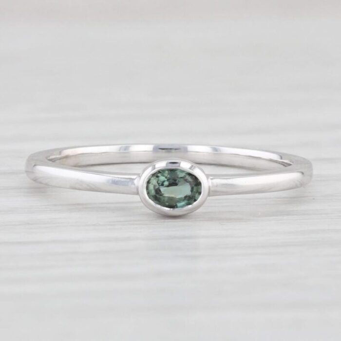 new 013ct green alexandrite ring 14k white gold size 65 oval solitaire 4343