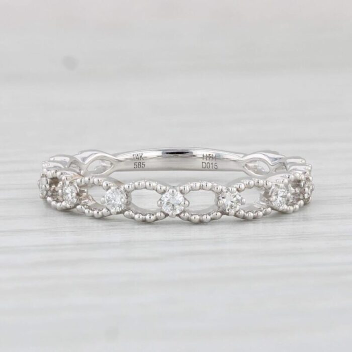 new 015ctw diamond ring 14k white gold size 65 band wedding stackable 0217