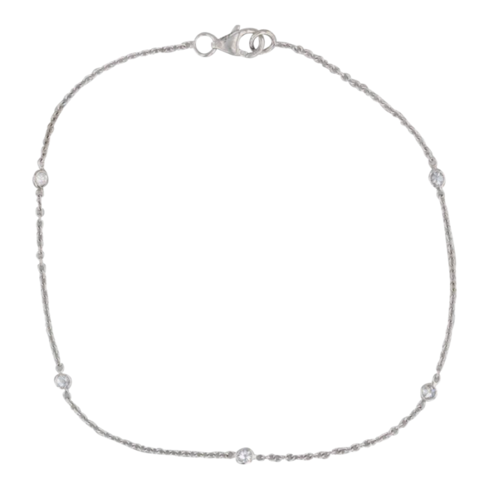 new 016ctw diamond by the yard station bracelet 14k white gold adjustable chain 5063