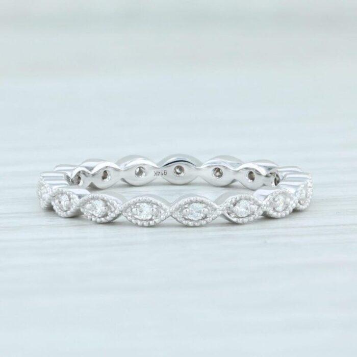 new 016ctw diamond eternity band 14k white gold size 65 stackable wedding ring 4479